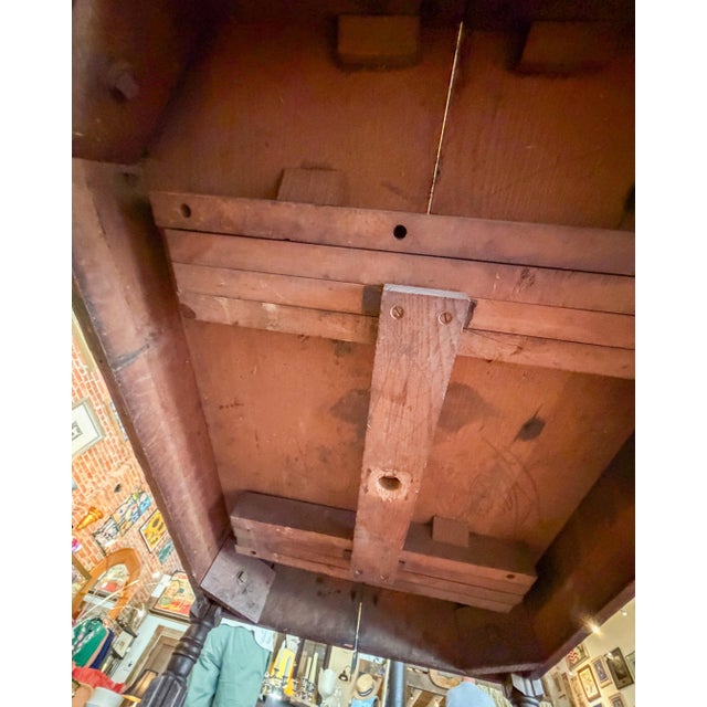 Antique Oak Small Dining Table With Turned Legs Slight Eastlake Styling For Sale - Image 4 of 10