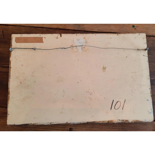 Paint Mid Century Abstract Cityscape Signed Painting For Sale - Image 7 of 11