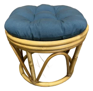 1970s Vintage Rattan Ottoman With Cushion