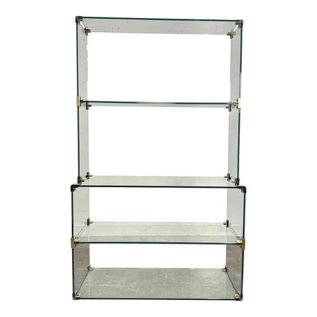 Pace Collection Glass and Brass Etagere Bookcase For Sale