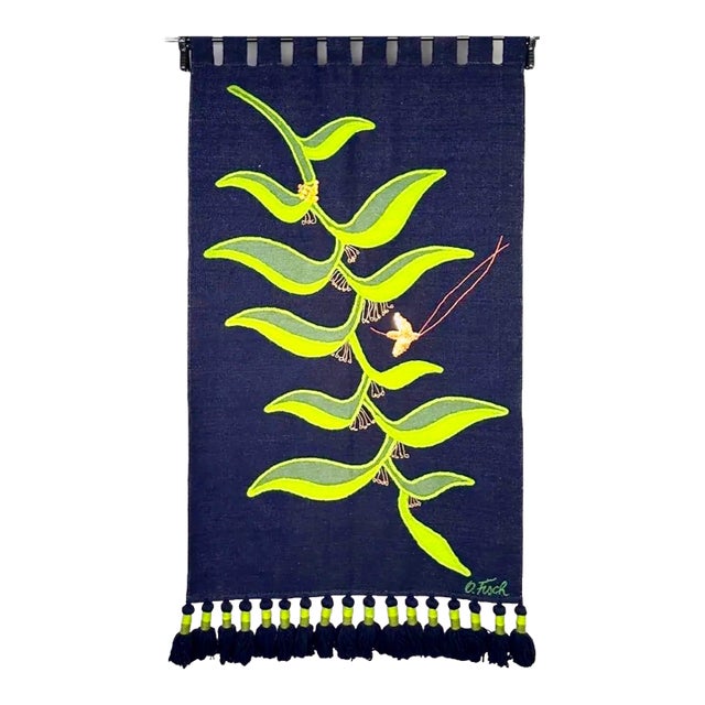 Olga FischVintage Handwoven Tapestry Wool Folk Art Rug Weaving Wall Hanging Olga Fisch For Sale