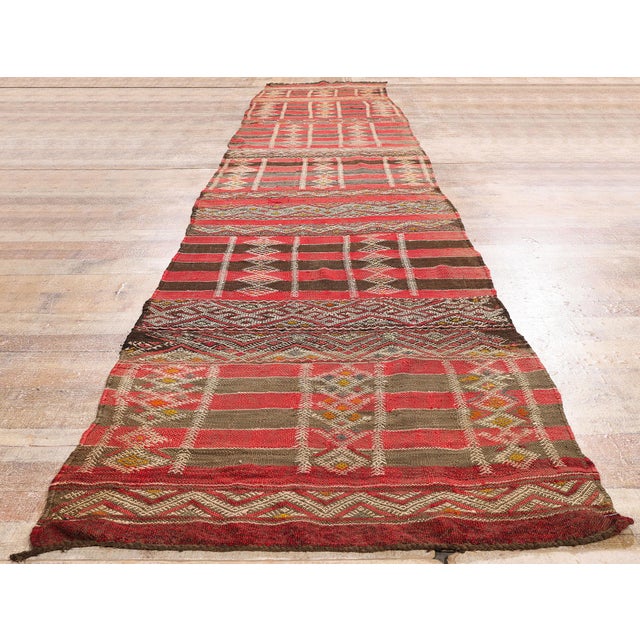 Vintage Zemmour Moroccan Kilim Rug, 03'02 X 16'04 For Sale - Image 9 of 11