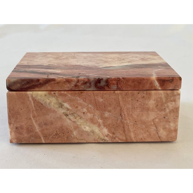 1960s 1960's Italian Rosa Pink Marble Jewelry Trinket Box For Sale - Image 5 of 10
