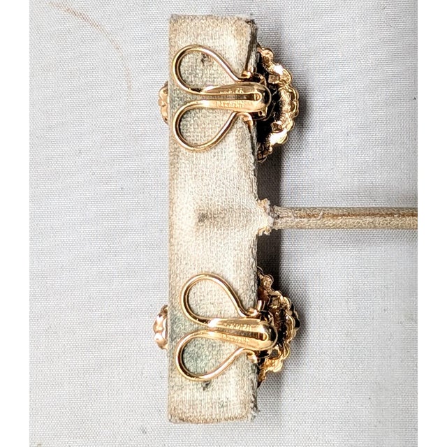 Napier Vintage 1960s Signed Napier Goldtone Faux-Topaz Clip Earrings-2 Pieces For Sale - Image 4 of 7