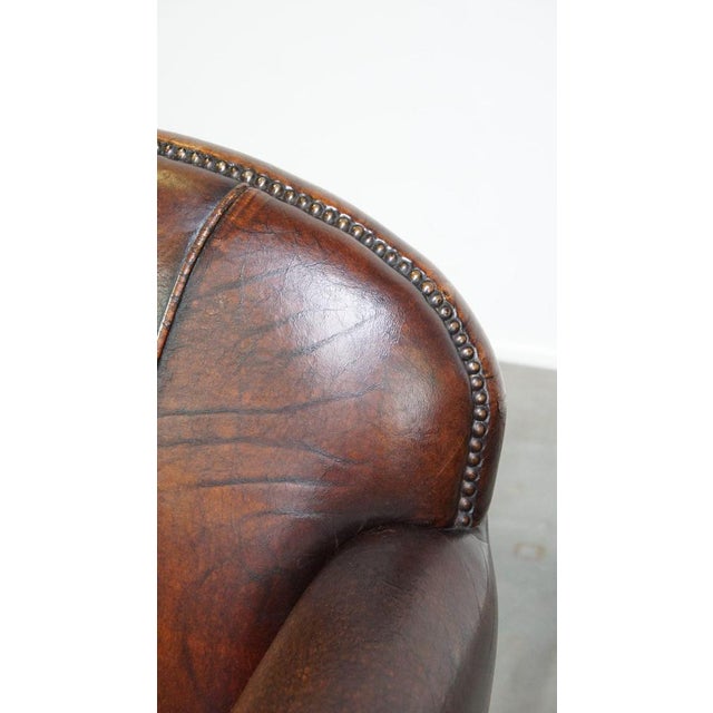 Vintage Armchair in Patinated Sheep Leather For Sale - Image 12 of 14