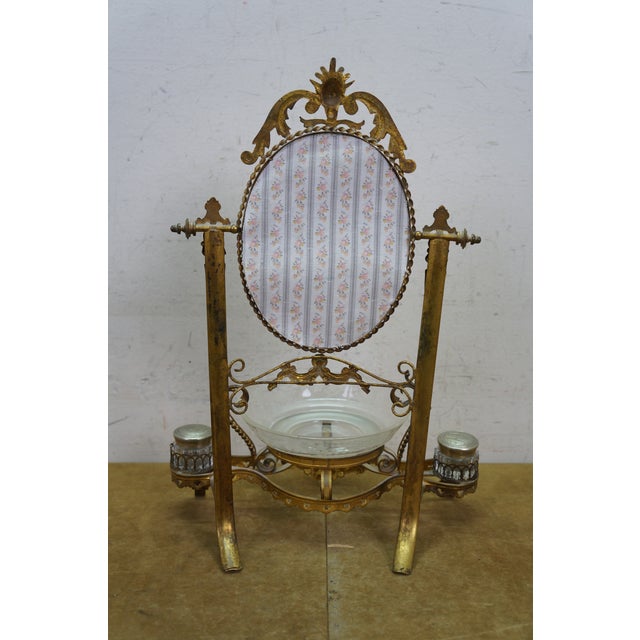 Antique French Napoleon III Neoclassical Gilt Bronze Vanity Mirror Watch Stand For Sale - Image 16 of 18