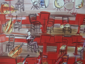 Raoul Dufy, Orchestre, l'entracte, Lithograph