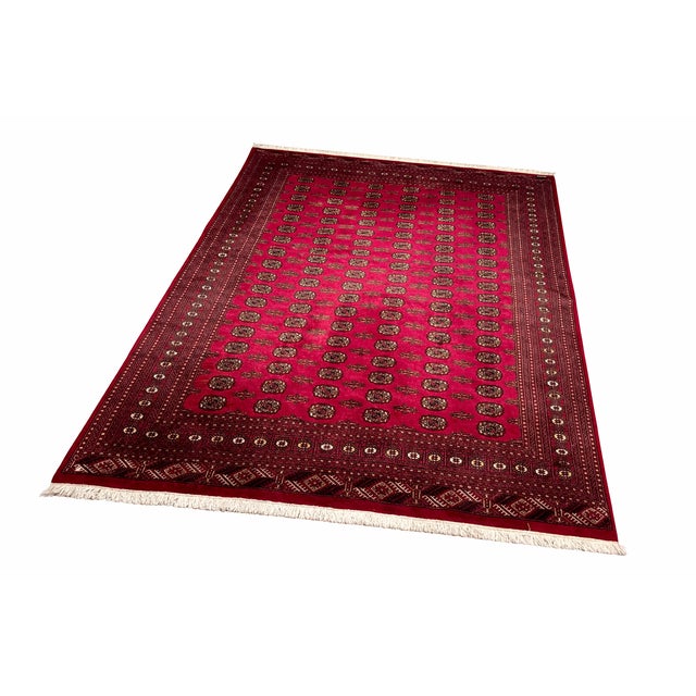 Traditional Hand-Knotted Persian Wool Rug 8'3" X 9'11" - Bokhara-Style Gul Pattern For Sale - Image 3 of 13