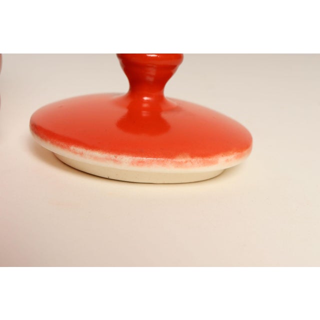 Vintage Czech Bohemian Orange Art Pottery Ribbed Lidded Canister by Erphila For Sale - Image 14 of 17