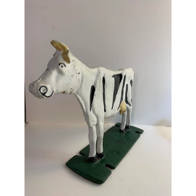 Shabby Chic Vintage 1960s Cast Iron Cow Doorstop For Sale - Image 3 of 10