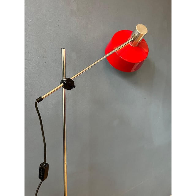 Metal Adjustable Red Floor Lamp in style of Hoogervorst, 1970s For Sale - Image 7 of 11