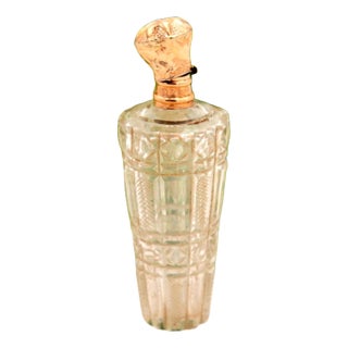 Perfume Bottle in Glass and 15k Gold For Sale