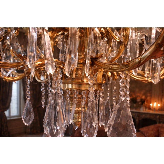 Mid 20th Century French Louis XVI Gold Bronze Chandelier For Sale - Image 16 of 17