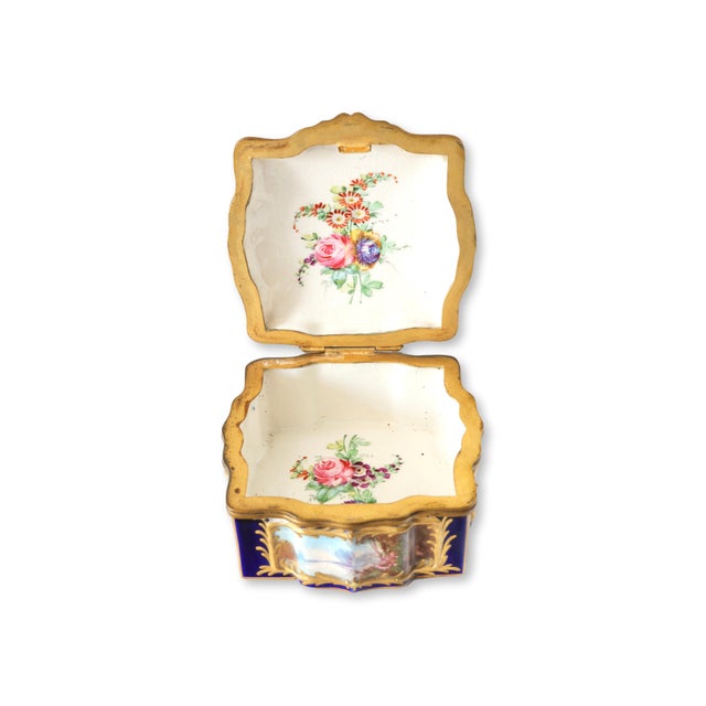 Metal 19thC French Sèvres Style Porcelain Box For Sale - Image 7 of 8
