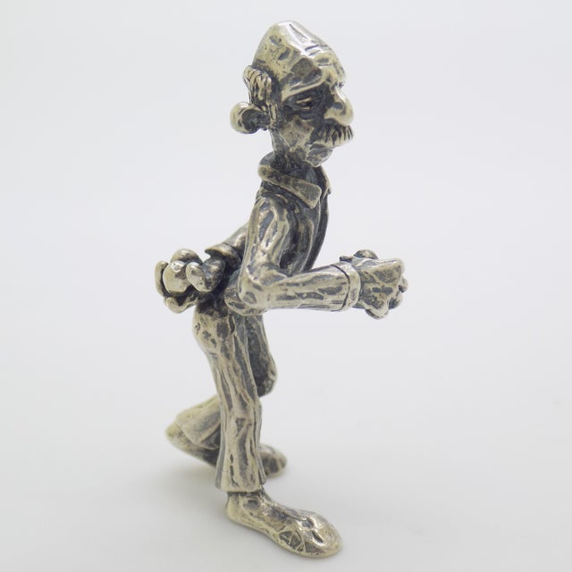Vintage Italian Handmade Silver Elderly Bocce Player Figurine by Raspini, Arezzo, 1970s For Sale - Image 11 of 11