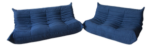 Set of Blue Microfiber Togo 2- and 3-Seat Sofa by Michel Ducaroy for Ligne Roset