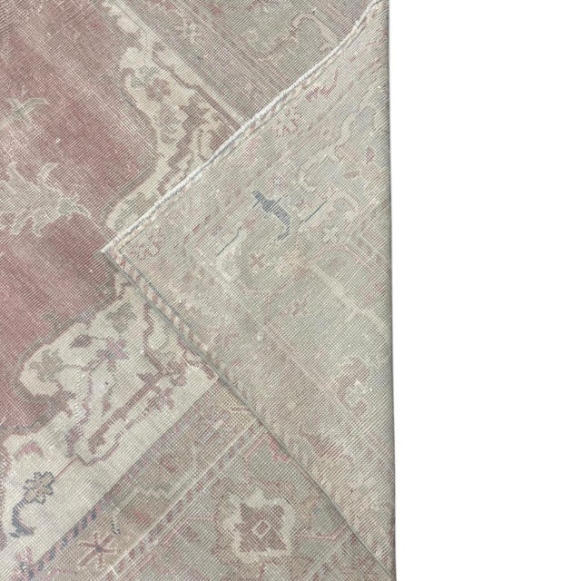 Turkish Antique Turkish Gördes Rug 11x14 | Muted Red With Ivory & Beige Floral Motifs For Sale - Image 3 of 4