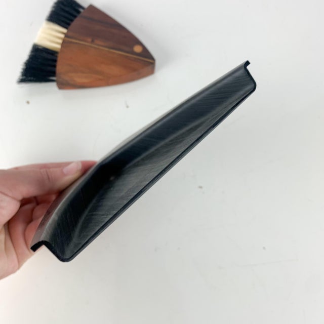 Vintage Mid Century Danish Laurids Lonborg Rosewood Acrylic Crumb Fish Brush For Sale - Image 10 of 11