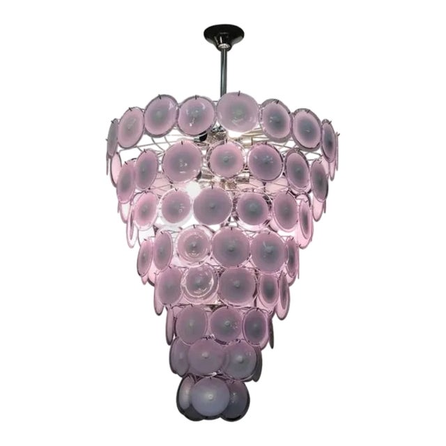 Monumental Murano Disc Chandelier by Vistosi For Sale