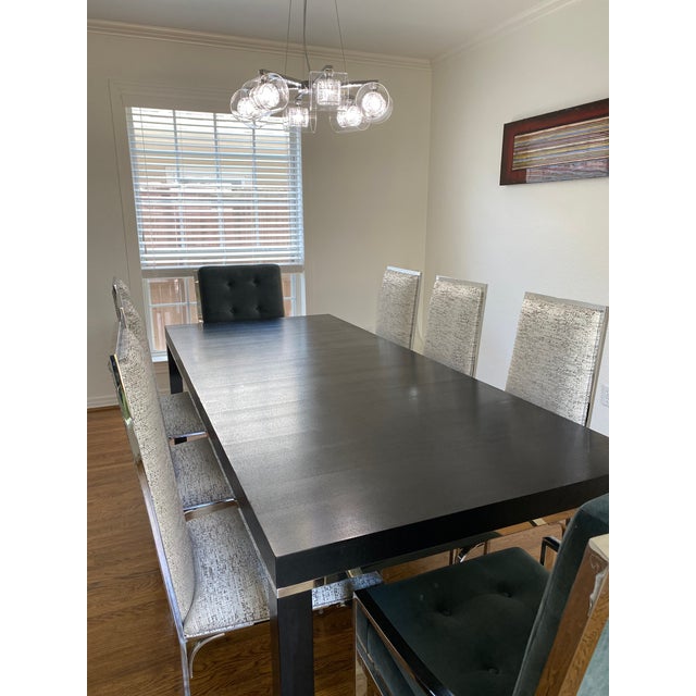Scout Design Studio Mcclain Chrome Slate Blue Velvet Dining