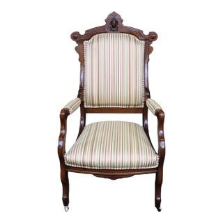 Victorian Walnut Lolling Chair For Sale
