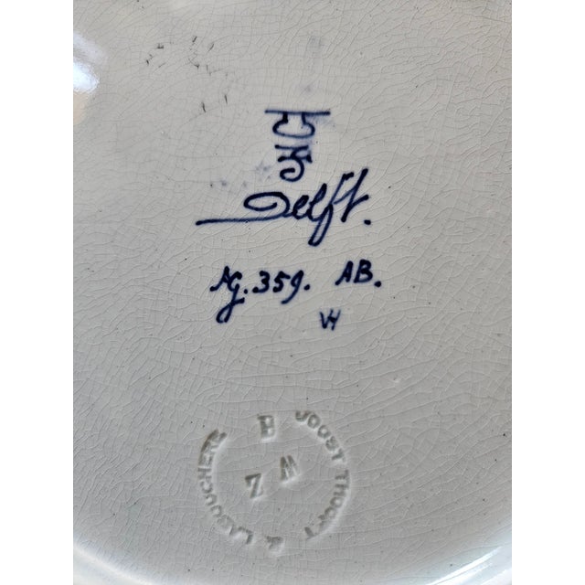 1900 - 1909 Two Classic Delft Plates of Windmills and Sailing Ships Circa 1905 and 1906 For Sale - Image 5 of 9
