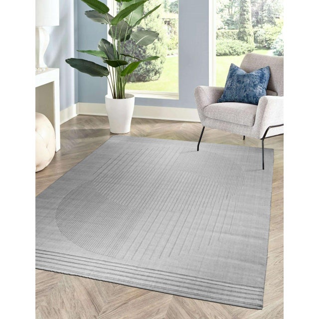6x9 Majestic Chic Charcoal Geometric Abstract Handmade Wool Carpet Rug For Sale In New York - Image 6 of 8