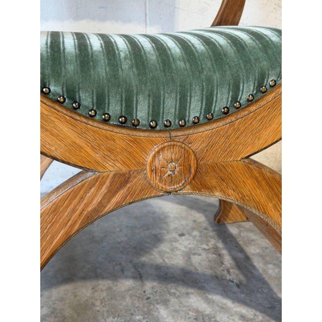 In Style of Henning Kjærnulf Brutalist Oak Kurul Armchair Danish Mid-Century Modern 1960s For Sale In Los Angeles - Image 6 of 11