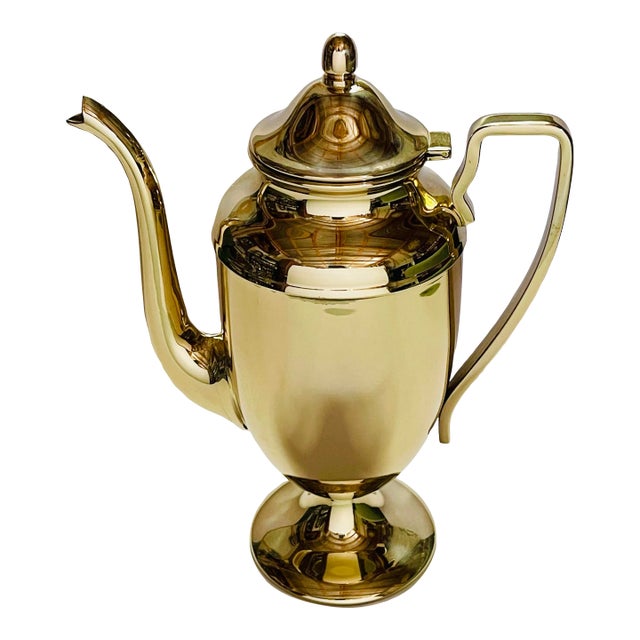Vintage Dirilyte Gold-Tone Coffee Pot For Sale