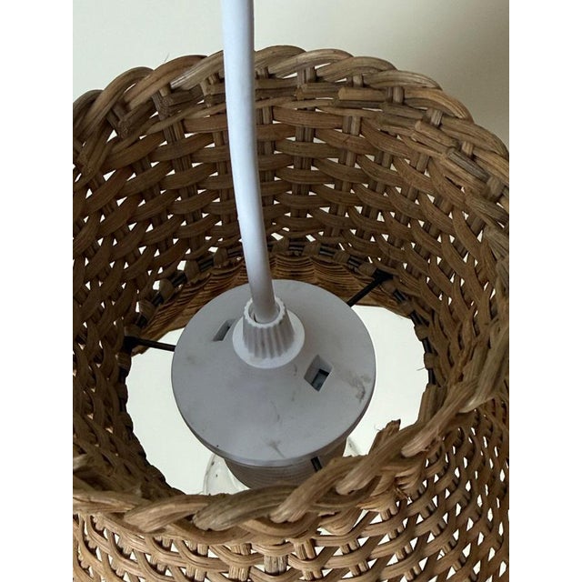 Handcrafted Rattan Diabolo Pendant Light in the style of Kalmar, 1960s For Sale - Image 11 of 15