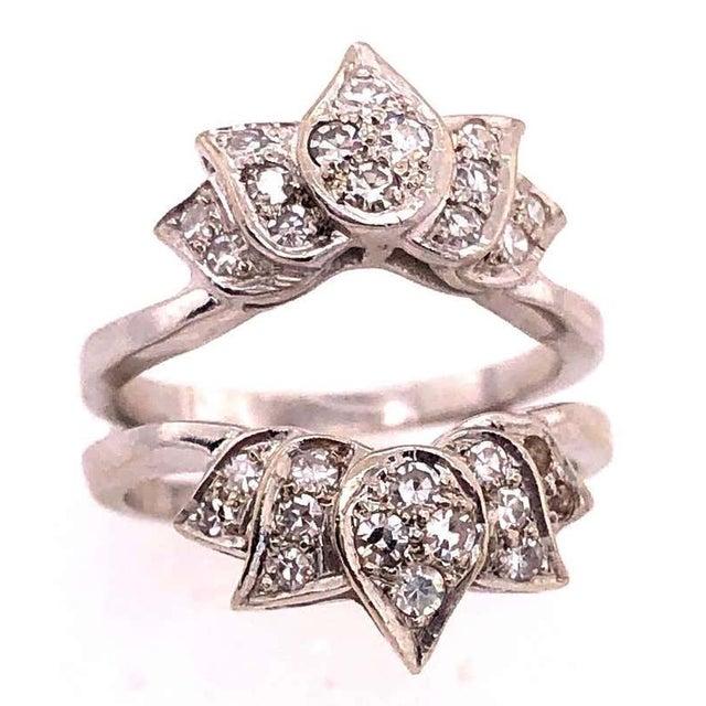 Metal 14 Karat White Gold Interlocking Engagement Ring Guard For Sale - Image 7 of 10