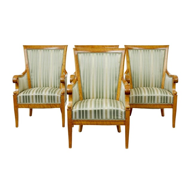 Antique Birch Armchairs, 1900, Set of 4 For Sale - Image 6 of 10