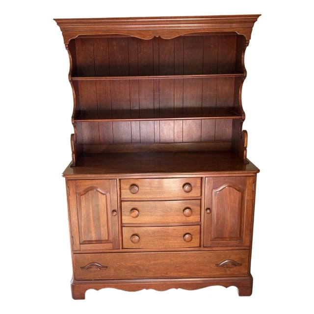 1950s Solid Walnut China Cabinet For Sale