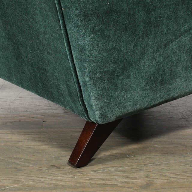 Pair of Mid-Century Curvilinear Green Mohair Lounge Chairs W/ Ebonized Supports For Sale - Image 10 of 15