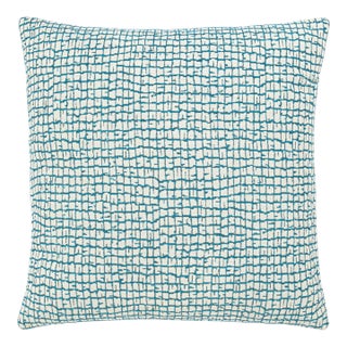 Scalamandre 22" x 22" Troya Beach Outdoor Pillow in Turquoise For Sale