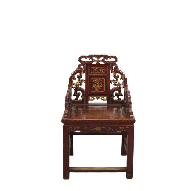 Wood Pair Antique Chinese Taishi Chairs 2 For Sale - Image 7 of 12