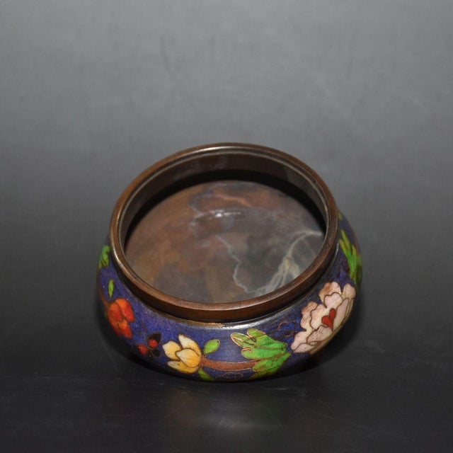 Metal Vintage Cloisonné Enamel Incense Burner With Floral Motif - Asian Censer For Sale - Image 7 of 9