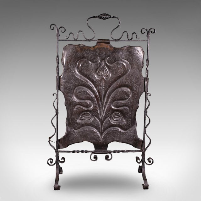 Antique Fire Screen, Art Nouveau, French, Fireplace Reflector, Copper, Victorian For Sale - Image 4 of 10