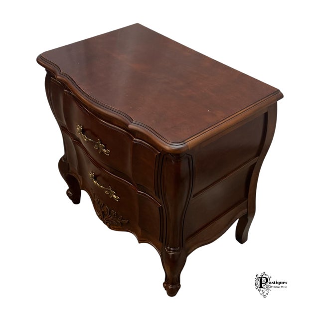 French Provincial Vintage White Furniture French Provincial Style Mahogany Nightstand For Sale - Image 3 of 10