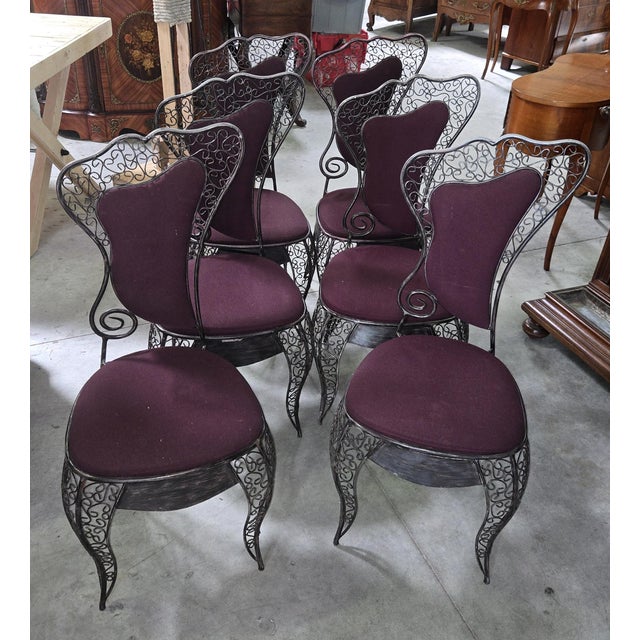 Vintage Wrought Iron Chairs, 1980s, Set of 6, in Good conditions. Designed 1980 to 1989