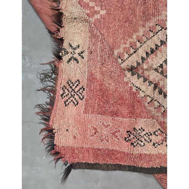 1970s Vintage Rose Pink Moroccan Rug - 12.8 X 5.4 Ft For Sale - Image 5 of 8