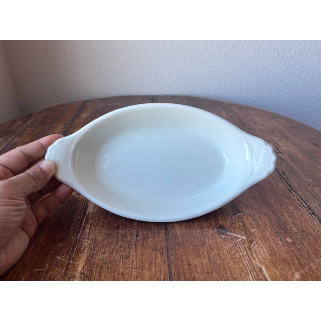 Hall Pottery Au Gratin Dish, Casserole Dish in White, 528 Made in USA 9.5” width, 5” depth and 1.75” height No chips nor...
