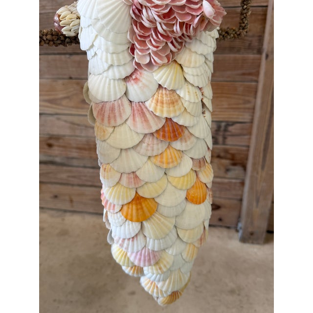 Custom Seashell Encrusted Cockatoo Parrot Sculpture on Hanging Perch For Sale In Naples, FL - Image 6 of 12