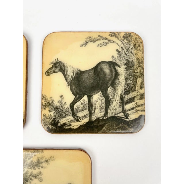 Lacquered Wood Horse Coasters, Italy, 1950s, Set of 6 For Sale - Image 12 of 18