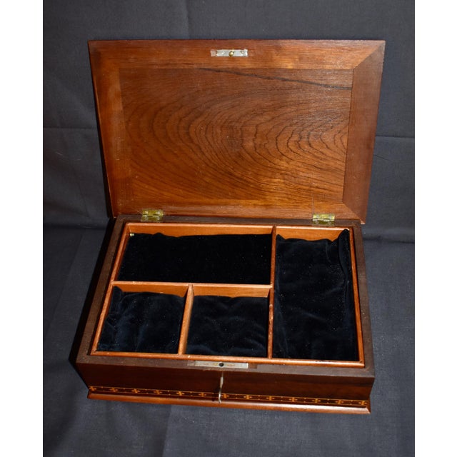 Wooden Inlaid Jewelry Box Vintage Henrique Michels Inlaid Floral Marquetry For Sale - Image 9 of 16