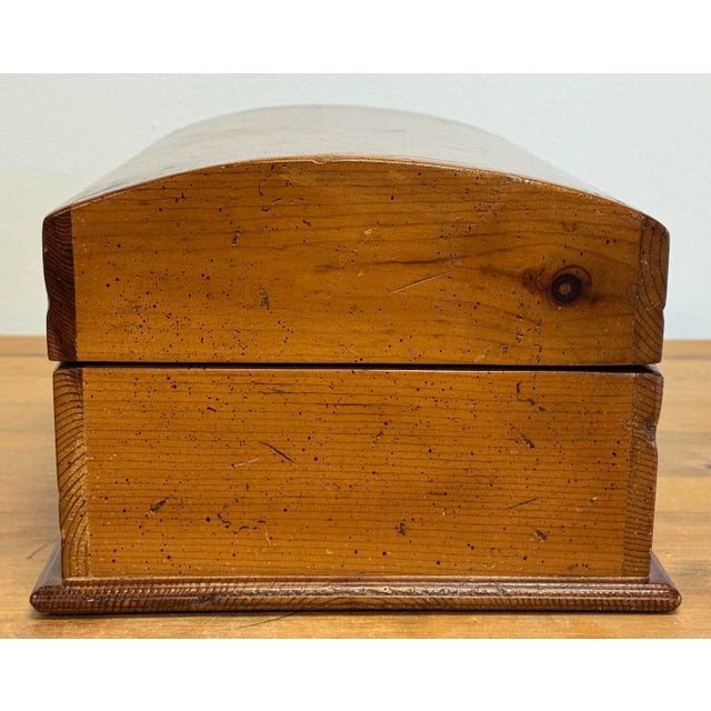 Oversize Vintage Domed Lid Burled Wood Box For Sale - Image 9 of 13