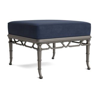 Brown Jordan Calcutta Ottoman, Mica frame with Fusion Neptune fabric For Sale
