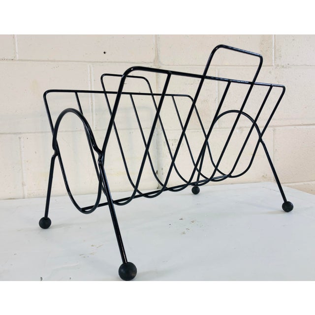 1960s Black Metal Magazine Rack Chairish
