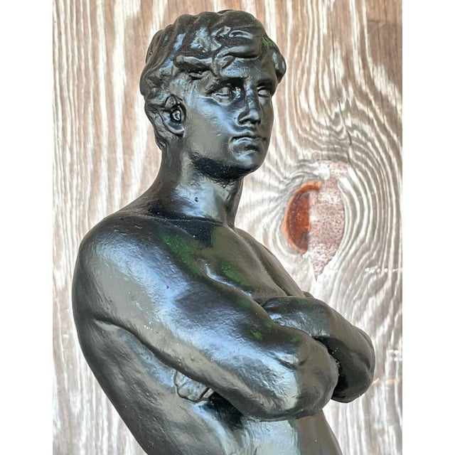 Vintage Boho Plaster Statue of Man For Sale - Image 11 of 11