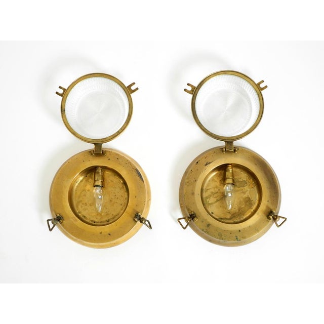 Large Maritime Ship Wall Lamps in Brass and Glass, 1950s, Set of 2 For Sale - Image 11 of 18